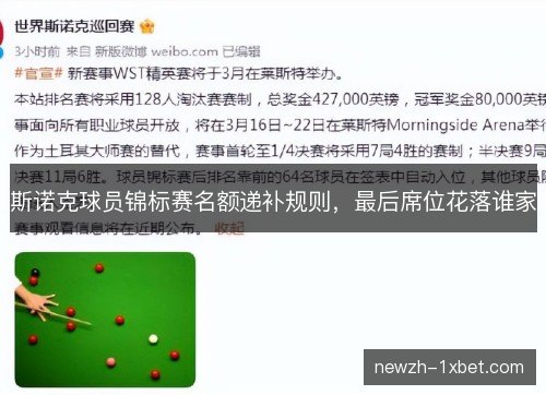 斯诺克球员锦标赛名额递补规则，最后席位花落谁家